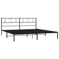 Bedframe met hoofdbord metaal zwart 193x203 cm - thumbnail