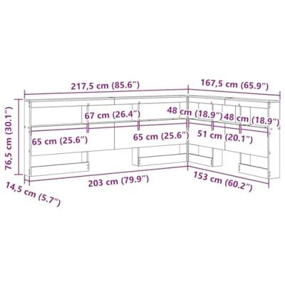 Opberghoofdbord met plank Oud hout 150 cm Bewerkt hout