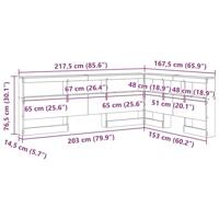 Opberghoofdbord met plank Gerookt eiken 150 cm Bewerkt hout - thumbnail