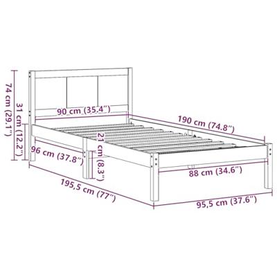 Bedframe Wit 90 x 190 cm Massief grenenhout