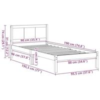 Bedframe Wit 90 x 190 cm Massief grenenhout - thumbnail