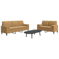 2-delige Loungeset met kussens en bolsters fluweel bruin - thumbnail