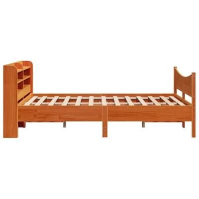 Bedframe met hoofdbord massief grenenhout wasbruin 160x200 cm