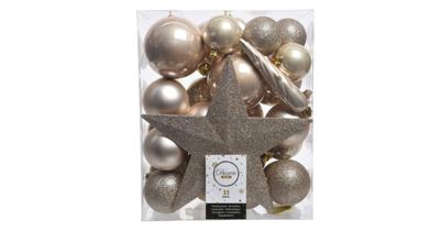 Decoris kerstballen Plastic mix+piek 33st parel