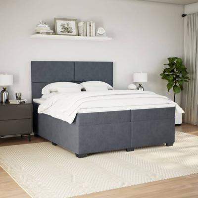 Boxspring met matras fluweel donkergrijs 200x200 cm