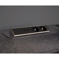 E2 inschuifbare stekkerdoos, 2-voudig stopcontact en 2 x USB inbouw stekkerdoos geschikt voor keuken, woonkamer en kantoor multifunctionele stekkerdoos met 2 standaard stopcontacten, 2 USB-poorte - thumbnail
