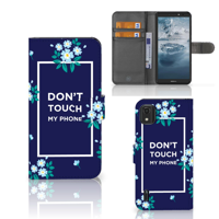 Nokia C2 2nd Edition Portemonnee Hoesje Flowers Blue DTMP - thumbnail