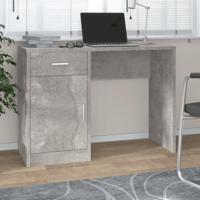 Bureau met kast en lade 100x40x73 cm bewerkt hout betongrijs - thumbnail