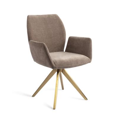 Jesper Home Draaibare Eetkamerstoel 'Misaki' Turn Gold, kleur Mocha Mist