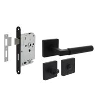 Set toiletslot 63/8 zwart met deurkruk Baustil op rozet 55x55mm en WC-sluiting zwart - thumbnail