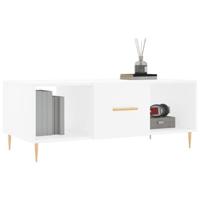 Salontafel 102x50x40 cm bewerkt hout wit - thumbnail