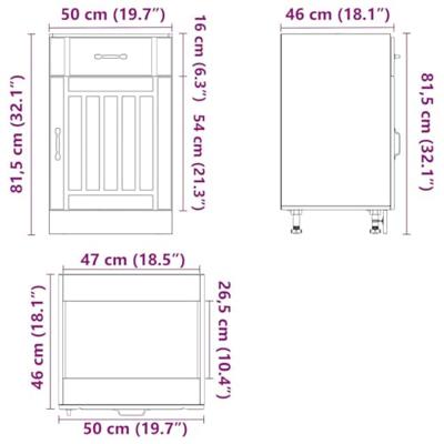 Keuken onderkast Lucca bewerkt hout gerookt eikenkleurig