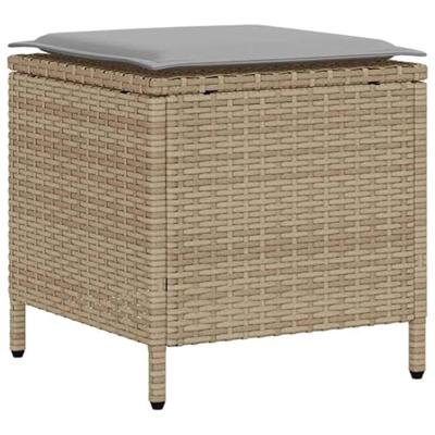 6-delige Loungeset met kussens poly rattan beige