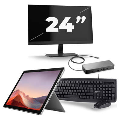 Microsoft Surface Pro 7 - Intel Core i7-10e Generatie - 12 inch - 16GB RAM - 256GB SSD - Windows 11 Home + 1x 24 inch Monitor