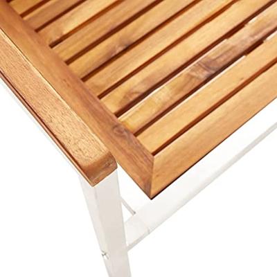 Tuinstoelen 6 st massief acaciahout en roestvrij staal