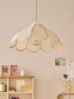 Bloemvormige stoffen lampenkap voor hanglamp ecru - thumbnail