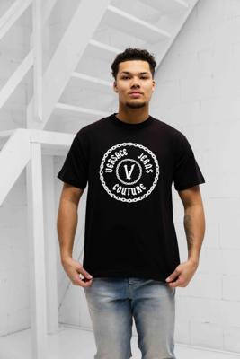 Versace Jeans Couture Chain T-Shirt Heren Zwart/Wit - Maat S - Kleur: Zwart | Soccerfanshop