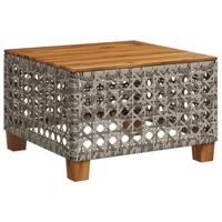 Tuintafel 55x55x36 cm poly rattan en acaciahout grijs - thumbnail