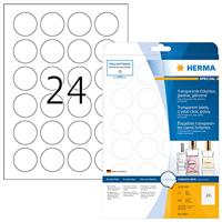 Herma 8023 Folie-etiketten Ø 40 mm Folie, glanzend Transparant 600 stuk(s) Permanent hechtend Laser (zwart/wit), Kopiëren (zwart/wit), Laser (kleur), Kopiëren - thumbnail