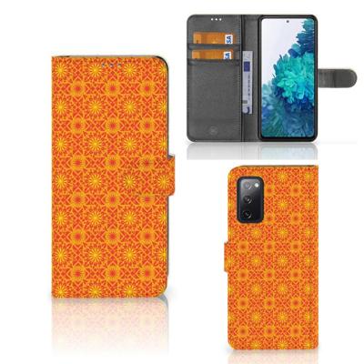 Samsung Galaxy S20 FE | Telefoon Hoesje | Batik Oranje | Portemonnee hoesje Samsung Galaxy S20 FE | Telefoon Hoesje | Batik Oranje | Portemonnee hoesje