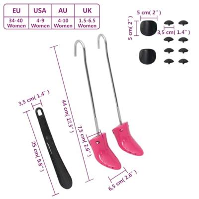 Schoenspanners met schoenlepel EU 34-40 kunststof roze