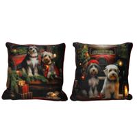 LED Kerst kussen honden 2xAA 40x40cm - thumbnail