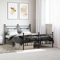 Bedframe met hoofd- en voeteneinde metaal zwart 135x190 cm - thumbnail