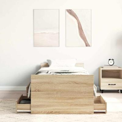 Bedframe met hoofd- en voeteneinde sonoma eikenkleur 90x200 cm