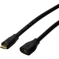 LogiLink CU0121 USB-kabel USB 2.0 USB-micro-B stekker, USB-micro-B bus 1.00 m Zwart - thumbnail
