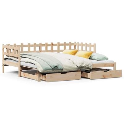 Slaapbank met onderschuifbed en lades zonder matras 90x200 cm