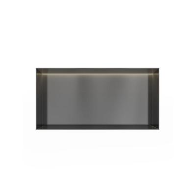 Hotbath &More Inbouwnis - 30 x 60 x 10 cm - Frameless - met LED-verlichting - Geborsteld Gunmetal PVD