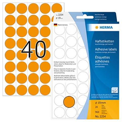 Etiket herma 2254 rond 19mm fluor oranje 960st Etiket herma 2254 rond 19mm fluor oranje 960st