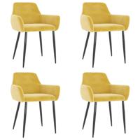 vidaXL Eetkamerstoelen 4 st fluweel mosterdgeel - thumbnail