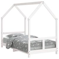 Kinderbedframe 80x160 cm massief grenenhout wit - thumbnail