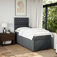 Boxspring met matras stof donkergrijs 140x200 cm - thumbnail