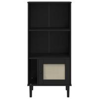 Boekenkast SENJA rattan-look 60x35x130 cm grenenhout zwart - thumbnail