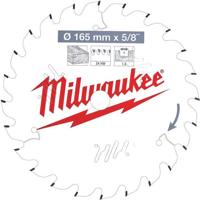 Milwaukee Cirkelzaagblad voor Hout | Ø 165mm Asgat 15,87mm 24T - 4932471311 - thumbnail