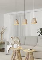 Eglo 3-lichts hanglampTabley linnen met rotan - 43976 - thumbnail