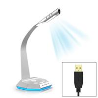 K3 Desktop omnidirectionele USB Wired Dual microfoon condensatormicrofoon met LED-nachtlampje compatibel met PC / Mac voor Live uitzending Spektakel - thumbnail