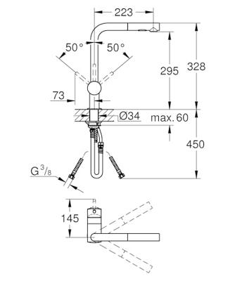 GROHE Minta Keukenkraan - hoog - uittrekbare l uitloop - 2 straalsoorten - supersteel geborsteld 30274dc0 - thumbnail