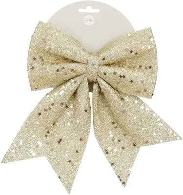 Mica Decorations kunststof kerst ornament strik 20cm champagne