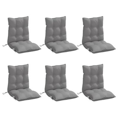 Stoelkussens 6 st lage rug oxford stof grijs