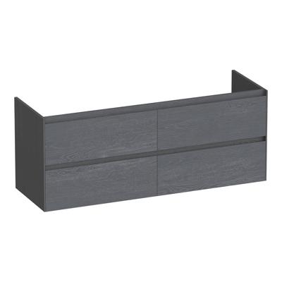 Brauer Inspire - Onderkast - 140 cm - met 4 Softclose Lades Greeploos en 2 Sifon Uitsparingen - Timber Grey