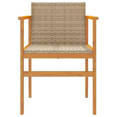 Tuinstoelen 2 st poly rattan en massief hout beige