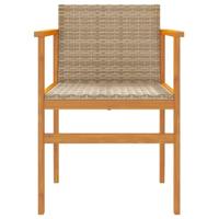 Tuinstoelen 2 st poly rattan en massief hout beige - thumbnail