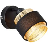 Brilliant Zwart met gouden wandlampGrove 1-lichts - 99300/86 - thumbnail