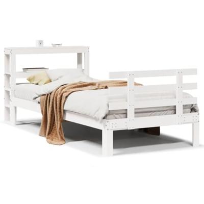 Bedframe met hoofdeinde zonder matras 90x200 cm wit