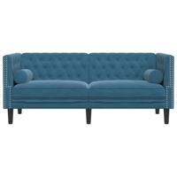 Tweezitsbank Chesterfield-stijl en bolsters fluweel blauw - thumbnail