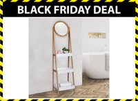 Bamboerek met spiegel - Laddervorm met spiegel - 39 x 40 x 158cm - thumbnail