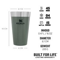 Stanley The Stacking Beer Pint .47L / 16Oz Isolatiefles Hammertone Green 470ML - thumbnail
